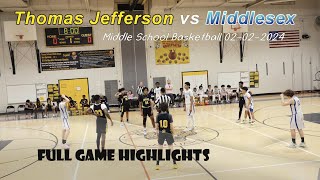 Thomas Jefferson vs Middlesex Middle School Basketball 02022024 [upl. by Retsim]