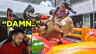 Nmp Reacts to ExtraEmilys Mechanical Bull Accident [upl. by Anirtal]