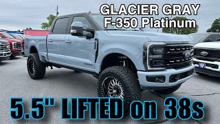 2024 Ford F350 Platinum 55” Carli Pintop LIFTED on 38s  Glacier Gray EVEREST [upl. by Akinahc]