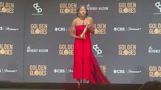 Ayo Edebiri Best TV Comedy Actress The Bear 2024 Golden Globes press room [upl. by Ahsitniuq]