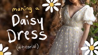 Making a Daisy Dress  a cottagecore dress tutorial [upl. by Akcir]