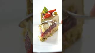 Strawberry Pistachio Entremet shorts chef cake youtubeshorts food [upl. by Jany]