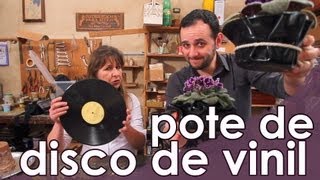 Pote com disco de vinil artesanato [upl. by Chelsie]