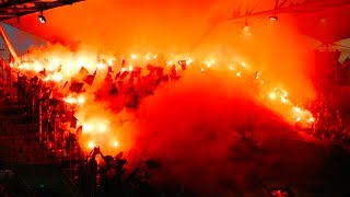 Lech Poznan fans in Warsaw  Legia Warsaw  Lech Poznan Polish Ekstraklasa [upl. by Enila706]