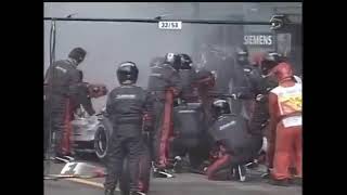 2004 F1 Italian GP  Gianmaria Bruni pit stop fire [upl. by Lukas660]