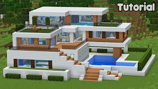 Minecraft Tutorial How to Build a Modern Mansion House  Easy [upl. by Gnas]