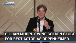 Cillian Murphy wins Golden Globe for Best Actor as Oppenheimer [upl. by Dnumsed177]