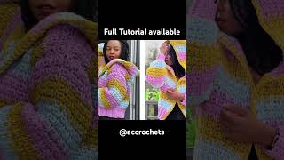 How to crochet a cardigan hoodie full tutorial available link 🔗 above ⬆️ accrochets [upl. by Marelya]