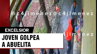 Joven golpea a abuelita que le exigió pagar el cigarro que le robó [upl. by Enerak]