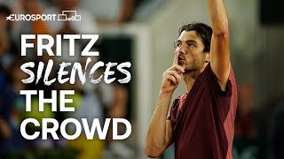 INCREDIBLE Scenes Fritz Shushes Crowd After Defeating Home Favourite Rinderknech  Eurosport Tennis [upl. by Thorman]