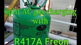 Split AC gas charging with R417A Freon  Hindi amp Urdu [upl. by Riplex]