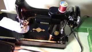 1951 Singer Featherweight 221 Centennial doing a zigzag stitch [upl. by Edahs]