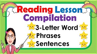 Compilation 3Letter Words  Phrases  Reading Sentences  Learning videos for kids [upl. by Gennaro]