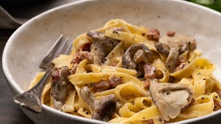 Pancetta and Mushroom Skillet Pasta Recipe [upl. by Noraf216]