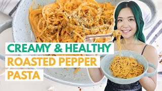 CREAMY ROASTED PEPPER PASTA RECIPE Vegan amp SUPER EASY  Cook With Me [upl. by Thibaut574]