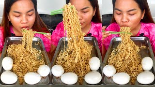 mukbang noodles and eggs  eating spicy noodle  eating show noodle eating food [upl. by Drahser567]