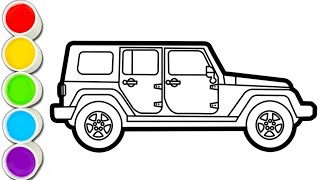 Rubicon Jeep Drawing Painting Coloring for Kids and Toddlers [upl. by Sadick469]