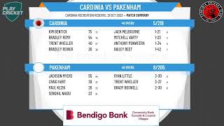 Casey Cardinia Cricket Association  3 Senior Men A Grade  Round 3  Cardinia v Pakenham [upl. by Ahsemik443]