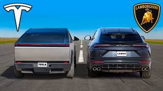 Tesla Cybertruck v Lamborghini Urus DRAG RACE [upl. by Goeger]