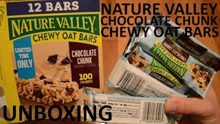 Unboxing Nature Valley Chocolate Chunk 100 Calories Chewy Oat Bars 12 Bar Box [upl. by Learsiy]