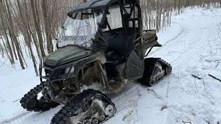 Pioneer 500 with Camso X4S Tracks Winter Traction Review [upl. by Swec195]