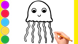 HOW TO DRAW A JELLYFISH  EASY Drawing STEP BY STEP  Jellyfish Drawing Tutorial [upl. by Ellerahs723]