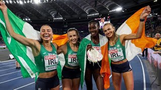 Ireland claimed the silver medal in the womens 4x400m relay final at the Europeans in Rome [upl. by Seif]