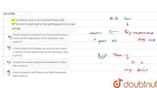 A  Linolenic acid is an essential fattly acid R  Linolenic acid cannot be synthesised in [upl. by Nwad109]