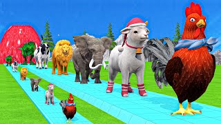 Paint amp Animals CowGorillaElephantLionTigerDinosaur Fountain Crossing Transformation Cartoon [upl. by Hallette]