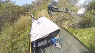 Longtail Mud Motor on Jon Boat Playing in the Grass [upl. by Sparke88]