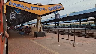 VISAKHAPATNAM RAILWAY STATION ON BOARD ARRIVING SRCVSKP SPL EXPRESS TRAIN [upl. by Rotkiv]