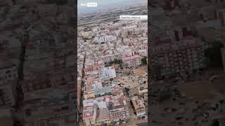 Aerial footage shows devastating aftermath of fatal floods in Valencia [upl. by Ecilahs]