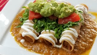 How to make CHICKEN FLAUTAS IN A DELICIOUS RED SALSA ❤ TAQUITOS DORADOS AHOGADOS [upl. by Burchett176]