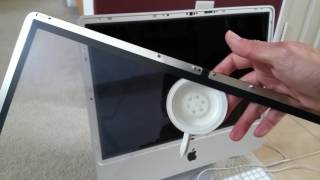 Easy How To Remove iMac 20 21 24 27 Inch LED Monitor Display Glass Panel Full HD 2017 [upl. by Aronoff926]