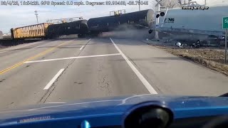 Dash cam footage captures Springfield Ohio train derailment [upl. by Ahsel]