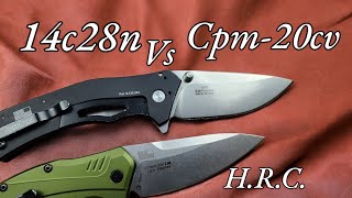 Two Kershaw USA Knives 14c28n vs CPM20cv  Rockwell Test [upl. by Ramedlav]