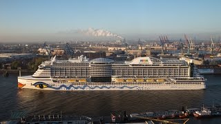 Willkommen in Hamburg AIDAprima  Erstanlauf 21042016  Blick von der 17 Etage [upl. by Hnao355]