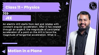 An electric drill starts from rest and rotates with constant angular acceleration After it has r [upl. by Anaili]