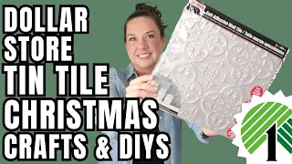 Dollar Tree Tin Tile Christmas Crafts christmasinjuly [upl. by Ahsenrat541]