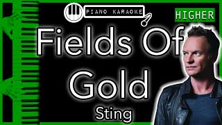 Fields Of Gold HIGHER 3  Sting  Piano Karaoke Instrumental [upl. by Naus]