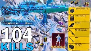 104 KILLS😍 NEW BEST LOOT GAMEPLAY with FULL GLACIER SET🔥SAMSUNGA7A8J4J5J6J7J2J3XSA3A4 [upl. by Bland371]