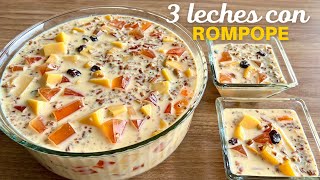 ENSALADA DE GELATINA 3 LECHES CON ROMPOPE  POSTRE FÁCIL  POSTRES CON IXCHEL [upl. by Naujled]