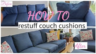 HOW TO RESTUFF COUCH CUSHIONS  DIY 2O21 HOME MAKING 2O21 [upl. by Dorice]