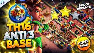 The ULTIMATE TH16 ANTI 3 STAR BASE with LINK 2024  Town Hall 16 War Base ANALYSIS  PROOF Replays [upl. by Enniotna757]