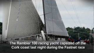 Gallery Rambler 100 yacht capsized during Fastnet Race [upl. by Acinyt]