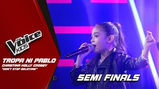 The Voice Kids Christina Holly Crosbys CONFIDENT performance of Dont Stop Believing [upl. by Enitnemelc427]