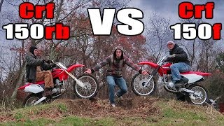 Crf150r VS Crf150f  Race Wheelies Jumps Sound Review [upl. by Burlie]