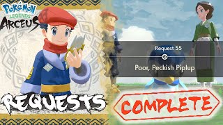 Pokemon Legends Arceus Request 55 Walkthrough quotPoor Peckish Piplupquot How To Unlock amp Guide [upl. by Nuawed]