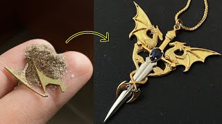 make a twin dragon pendant  DIY dragon sword pendant [upl. by Read]