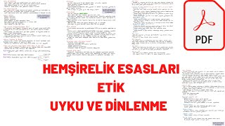 Hemşirelik Esasları  Etik  Uyku ve Dinlenme  Pdf Notları 👇🏼 [upl. by Waldon]